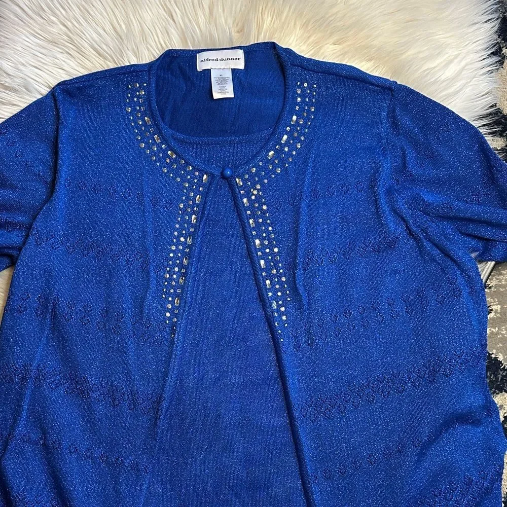Alfred Dunner - Classic Royal Blue Cardigan sz CL